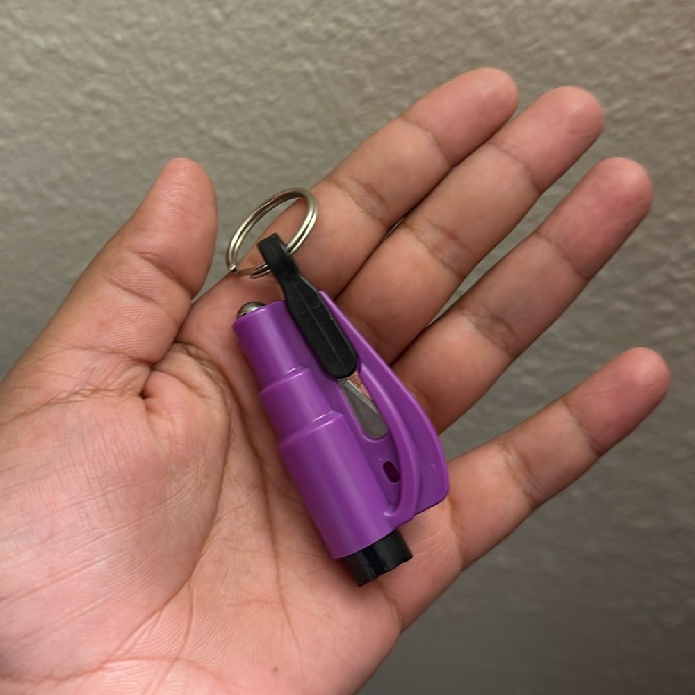 Purple keychain escape hammer